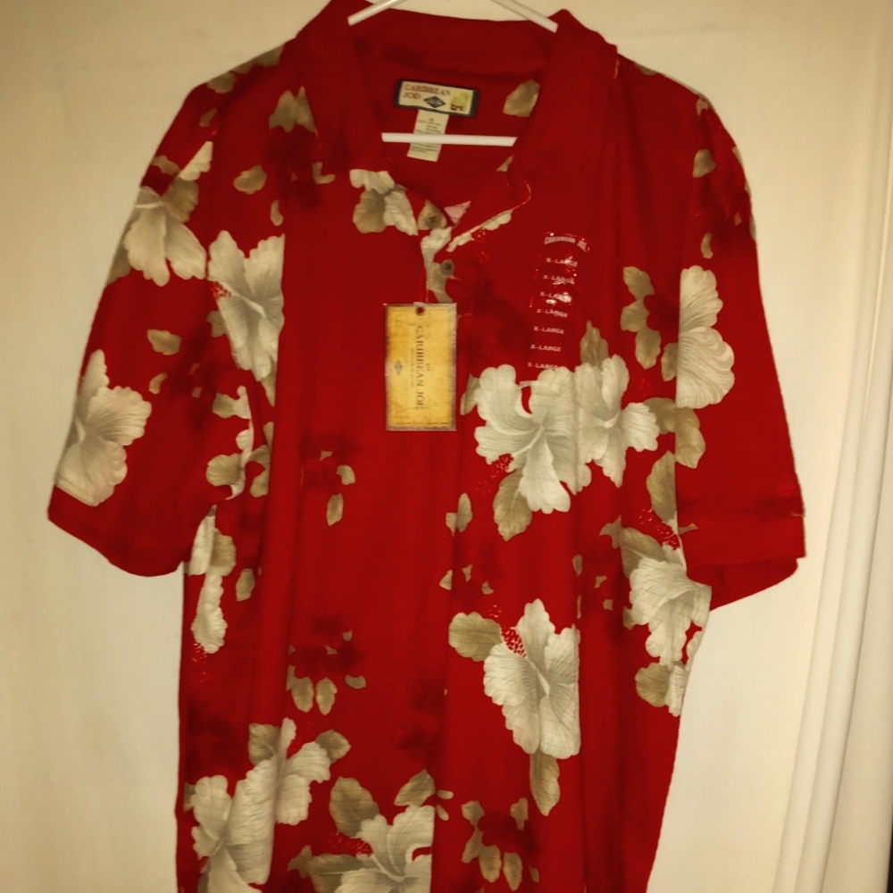 NWT Caribbean Joe Let Go Man's Hawaiian Shirt.